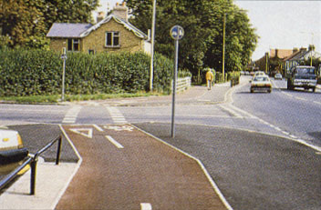 Kempston cycle route at North Parade on Bedford Road
